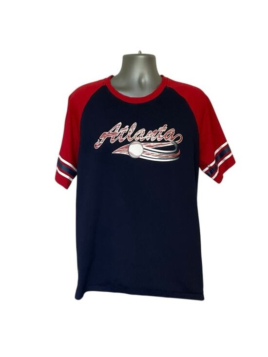 None Other - Atlanta Baseball Graphic Raglan Tee Tagged 2XL Navy Red Cotton Shirt